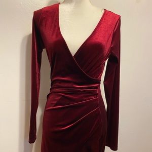 Wine Red Velvet Dress